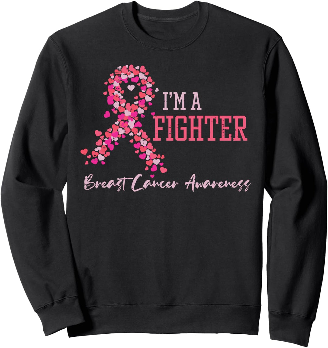 Fighter Pink Ribbon Hearts Brustkrebs Awareness Women Sweatshirt