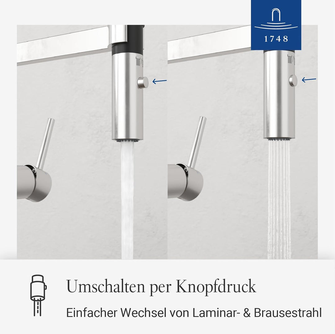 Villeroy & Boch Steel Expert 2.0 | Hochdruck | Einhand-Küchenarmatur mit schwenkbarem Auslauf und Um