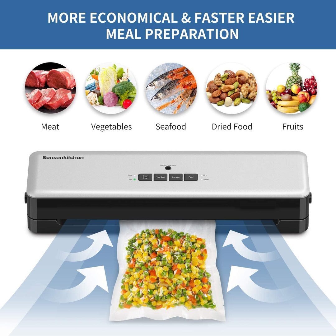Bonsenkitchen Vakuumierer, Vakuumiergerät automatische Lebensmittel Versiegelung für Trockene und Fe