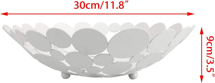 Rund Weiss Obstschale aus Eisen Modern Obstkorb Brotkorb Dekoschale Aufbewahrung für Brot Obst Gemüs