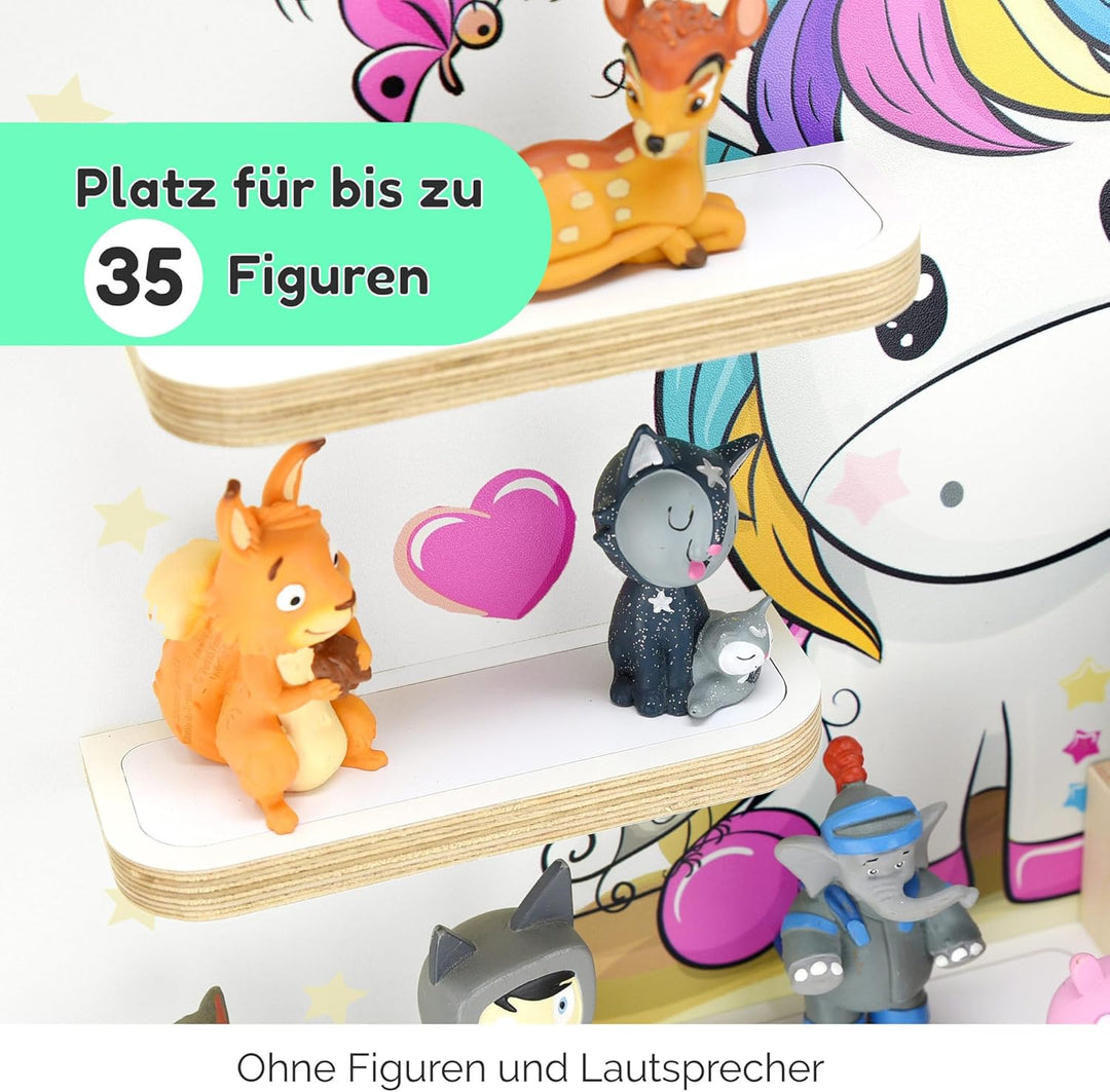 stadtecken Holzregal für Musikbox I passend für die Toniebox und ca. 35 Tonies I Perfekte Aufbewahru