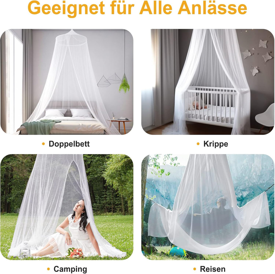 VEVOQIM Moskitonetz Bett für Doppelbett Einzelbett, Grosses Moskitonetz Reise Betthimmel Mückennetz
