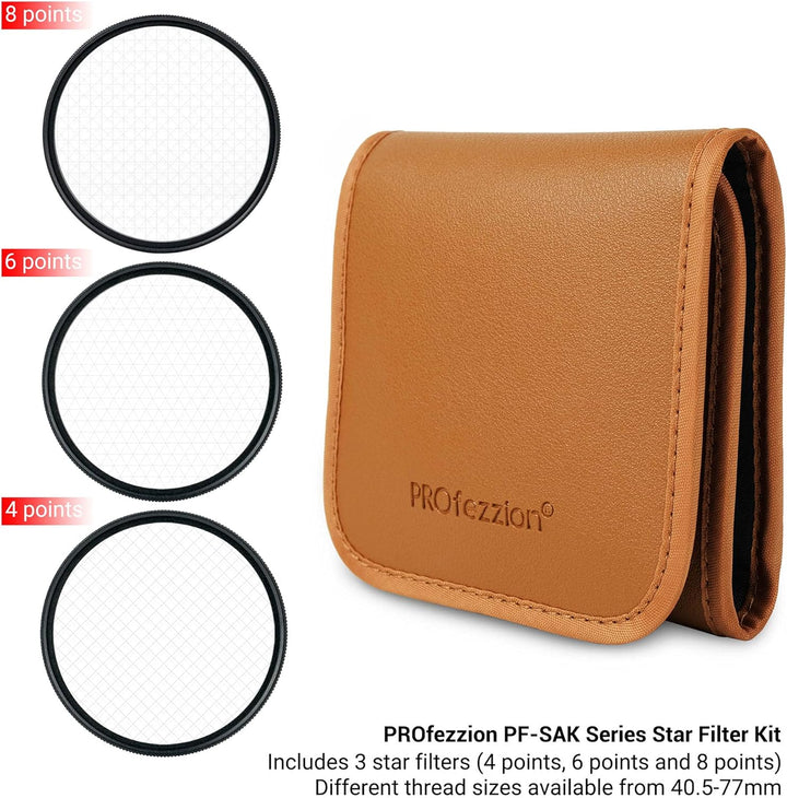 PROfezzion Sternfilter 52mm Star Filter Starburst 3 Stück für Nikon D5500 D5300 D5200 D3300 mit AF-S