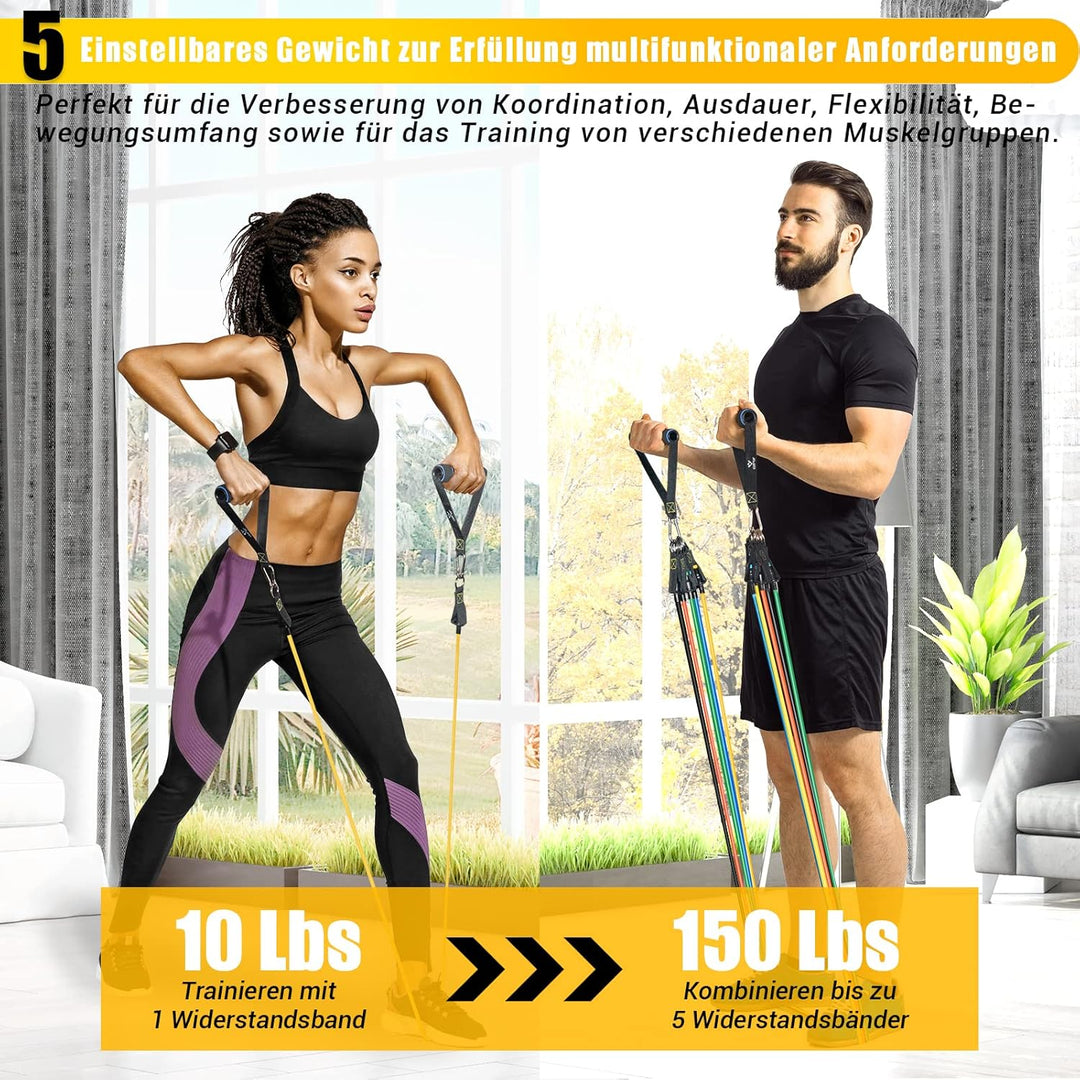 Resistance Bands Widerstandsbänder Set, 5 Fitnessbänder Expander Tube Bands, Fitnessband mit Grossem