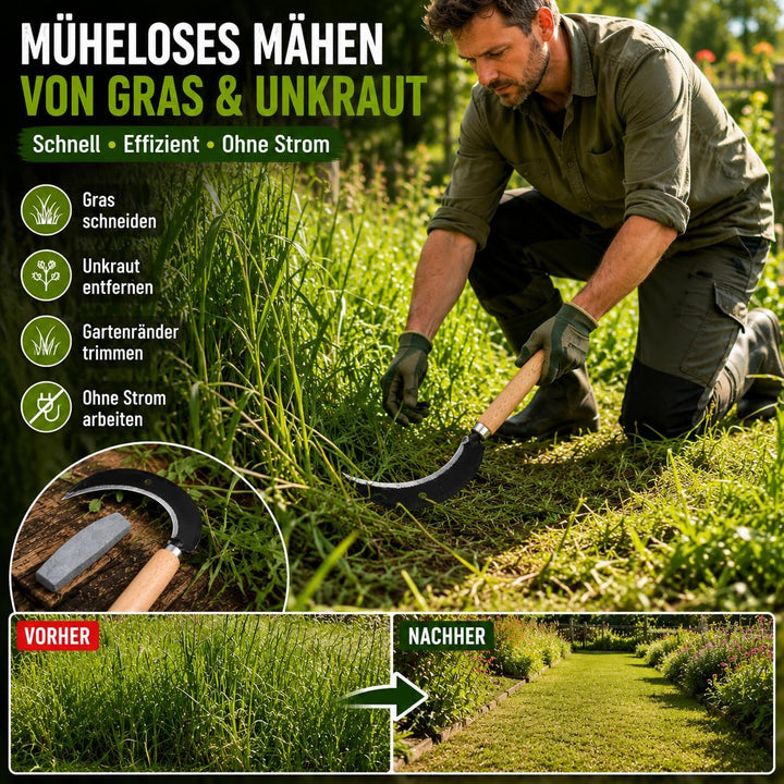 Set Hochwertige Sichelsensen mit Wetzstein, Scharf Sickle, 35 cm Handsensen, kleine Sensen, Trimmer,