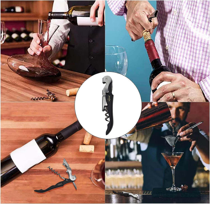 Elfcam® - 1 Stück Kellnermesser - 3-in-1 Funktion Profi Wein Korkenzieher und Flaschenöffner - Multi