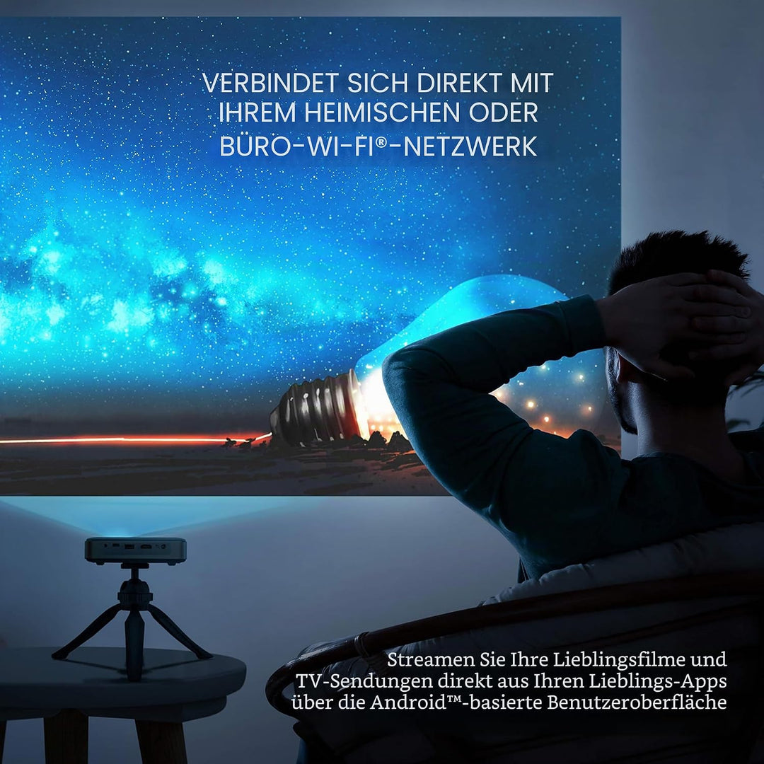 KODAK Luma 450 Tragbarer Full HD Smart Projektor | WLAN, Bluetooth, HDMI und USB kompatibles Mini He