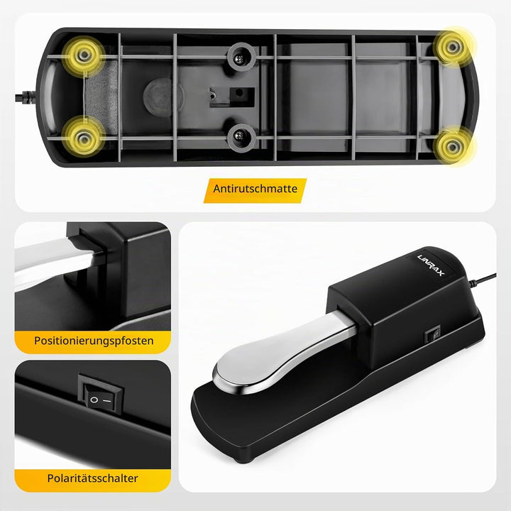 LP1 Keyboard Sustain Pedal, Universal Klavier Pedal mit Polaritätsschalter für E-Piano, E-Keyboard,