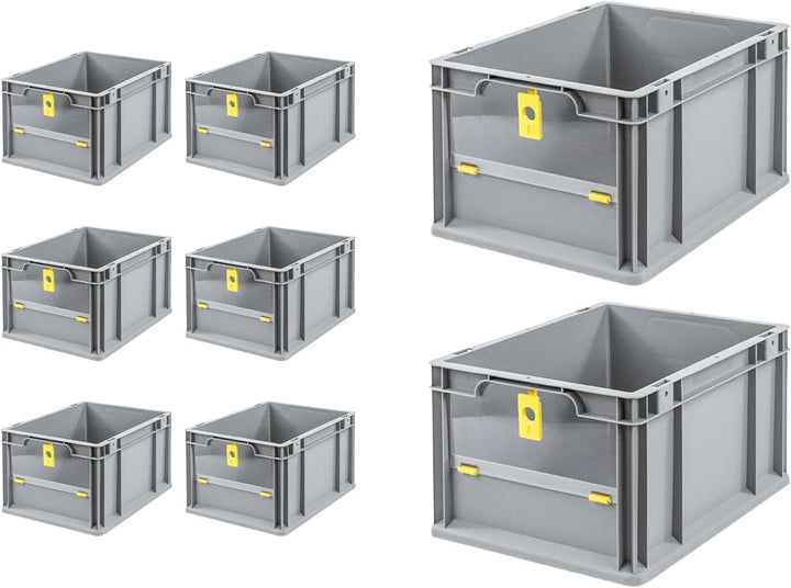 SuperSparSet 8x Eurobox NextGen Insight Cover | HxBxT 22x30x40 | 20 Liter | Niedrig/Gelb | Eurobehäl