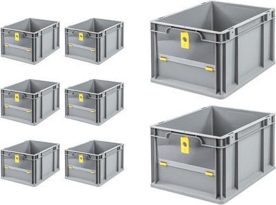 SuperSparSet 8x Eurobox NextGen Insight Cover | HxBxT 22x30x40 | 20 Liter | Niedrig/Gelb | Eurobehäl