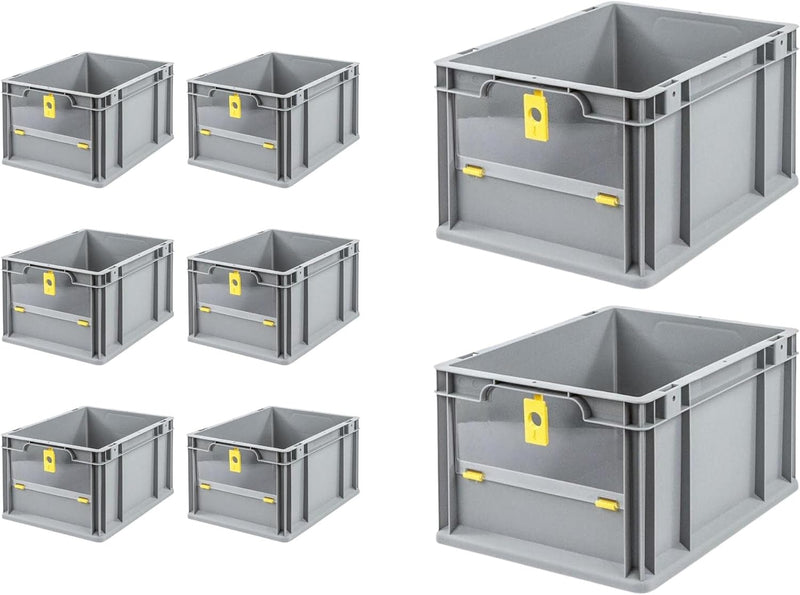 SuperSparSet 8x Eurobox NextGen Insight Cover | HxBxT 22x30x40 | 20 Liter | Niedrig/Gelb | Eurobehäl