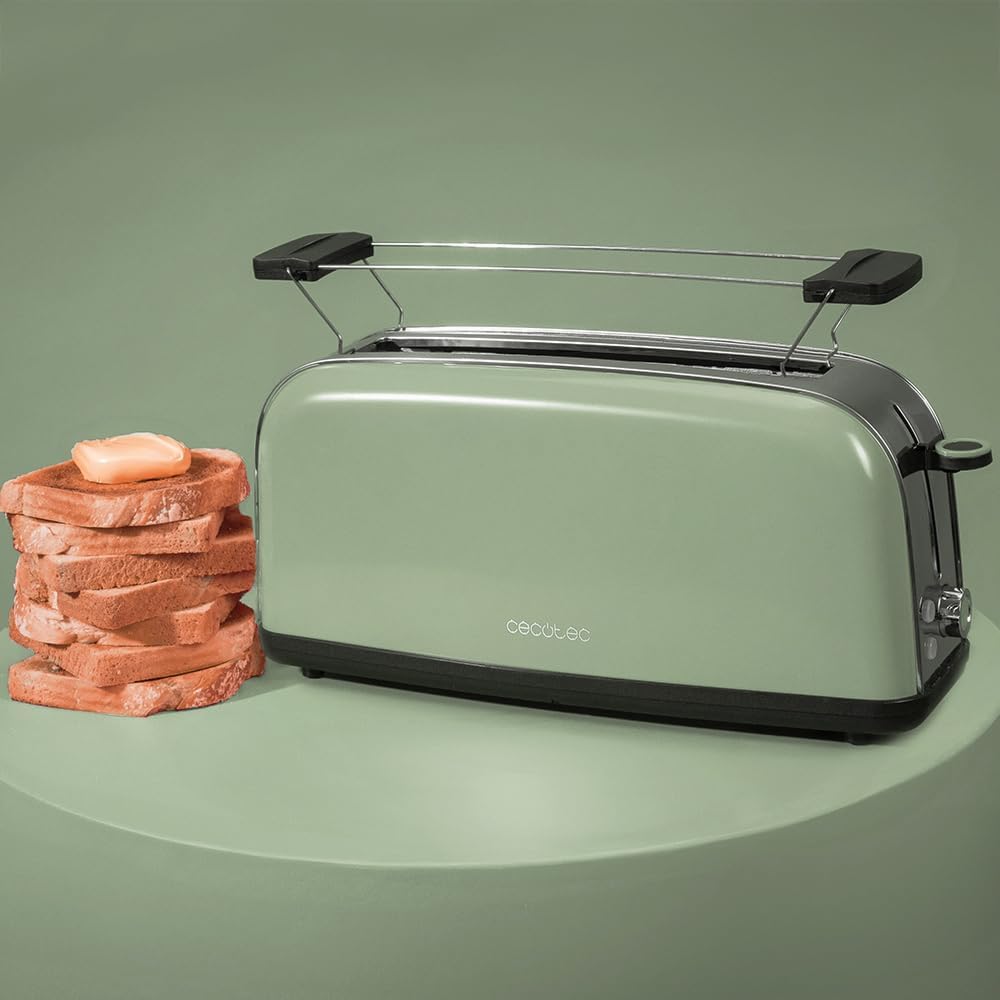 Cecotec Vertikaler Toaster Toastin' time 850 Green Long, 850W, Doppelter langer und breiter Schlitz