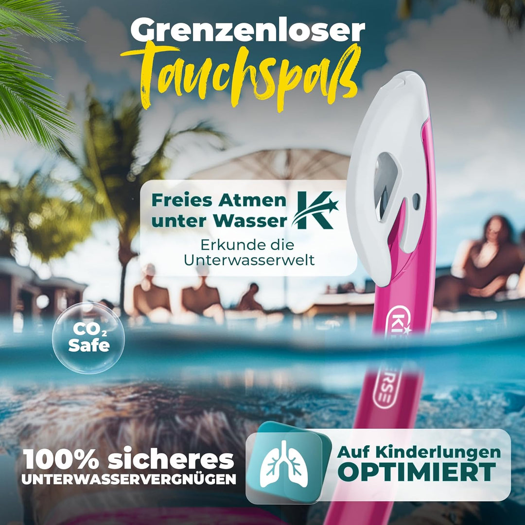 KIDVERSE Taucherbrille Kinder mit Schnorchel ab 5 Jahre - CE & Dermatest geprüfte Taucherbrille mit