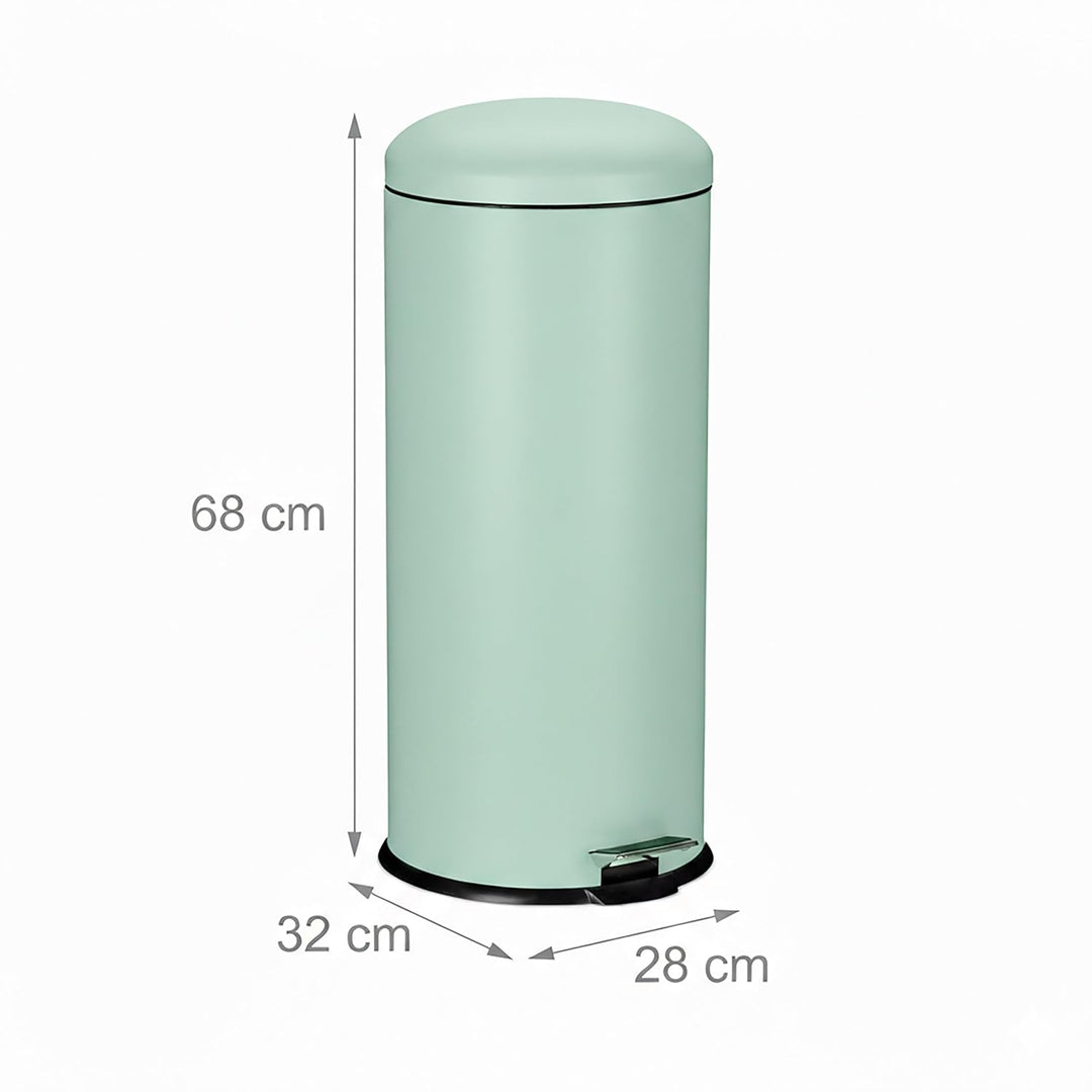 Relaxdays Mülleimer 30 Liter, Küchenabfalleimer mit Absenkautomatik, Henkel & Trittpedal, runder Pap
