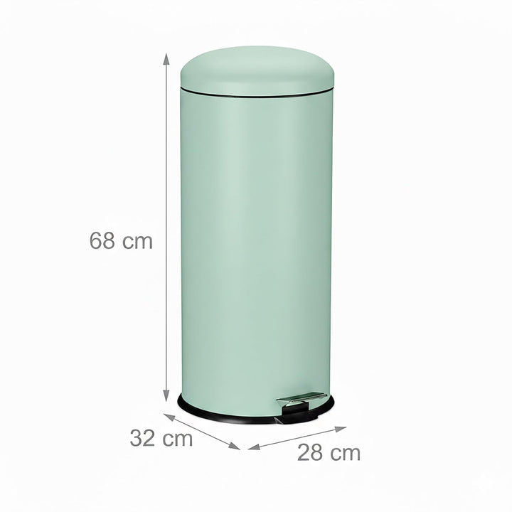 Relaxdays Mülleimer 30 Liter, Küchenabfalleimer mit Absenkautomatik, Henkel & Trittpedal, runder Pap