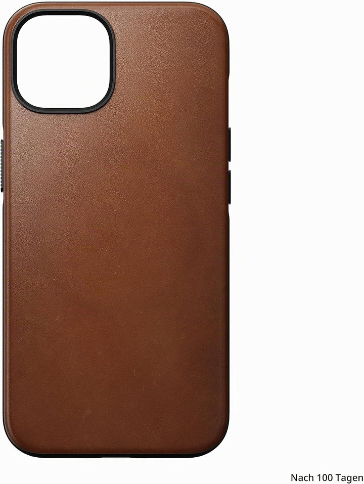 NOMAD Modern Leather Case für iPhone 14 | Schutzhülle aus Polycarbonat und hochwertigem Echtleder |