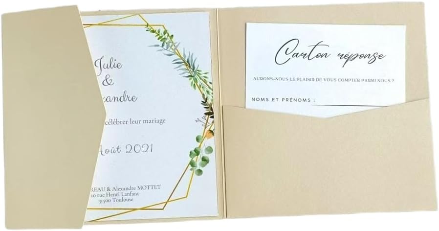 MillaSaw Champagner Gold Hochzeit Einladung Umschlag 15x15cm, Urlaub Karte Umschlag, Champagner