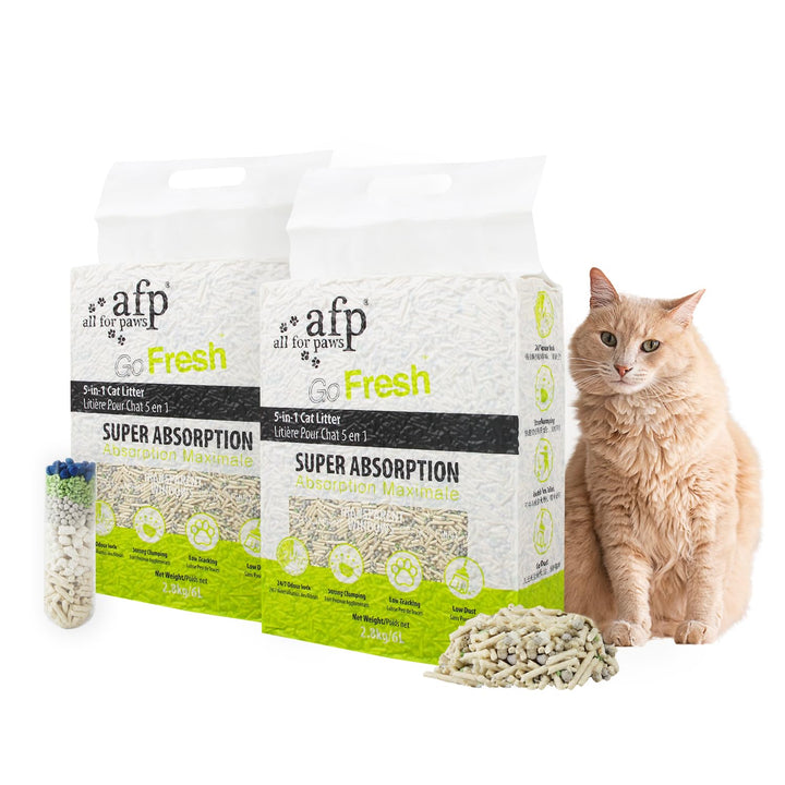 All For Paws 5-in-1 gemischtes Tofu-Katzenstreu, 12 l (2er-Pack), spülbar, schnelles Klumpen, stauba
