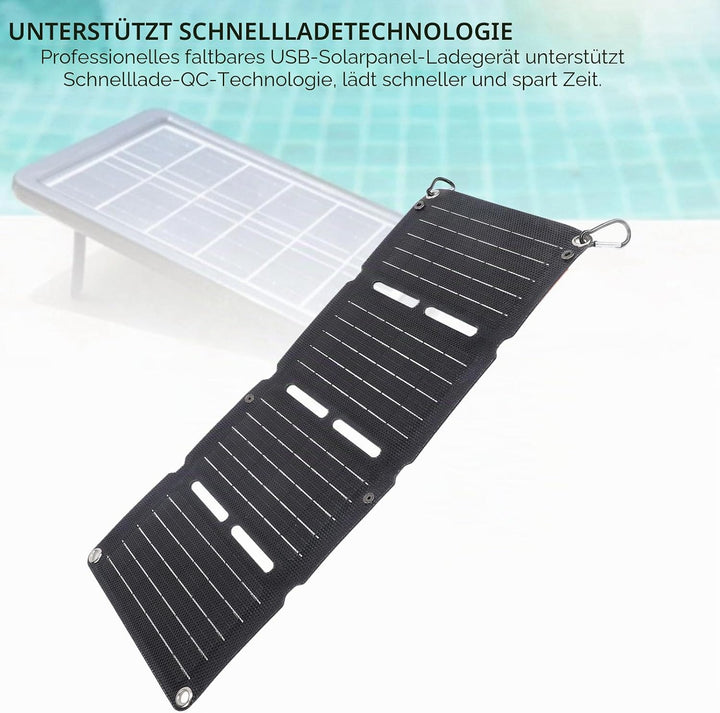 40W Tragbar Solarladegerät, IP68 Wasserdicht Solarpanel mit DC-Anschlüssen, 2-Port USB, Type-C Ansch