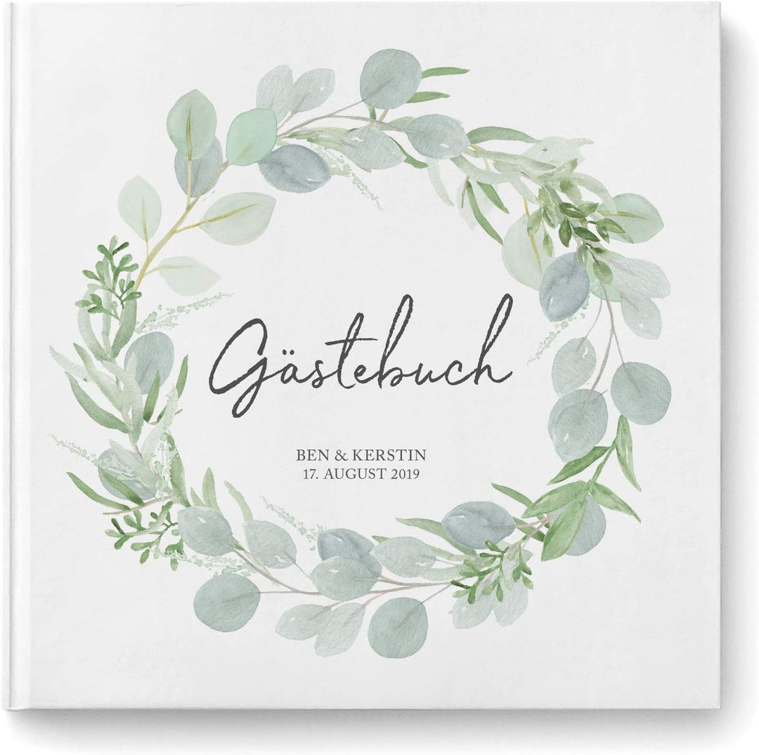 DeinWeddingshop Gästebuch Hochzeit - personalisiert - Hochzeitsgästebuch, Hardcover 21x21 cm (Inhalt