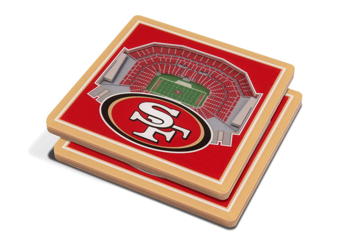 YouTheFan NFL 3D Team StadiumViews 4x4 Coasters - Set of 2 San Francisco 49ers 4" x 4" Teamfarbe, Sa