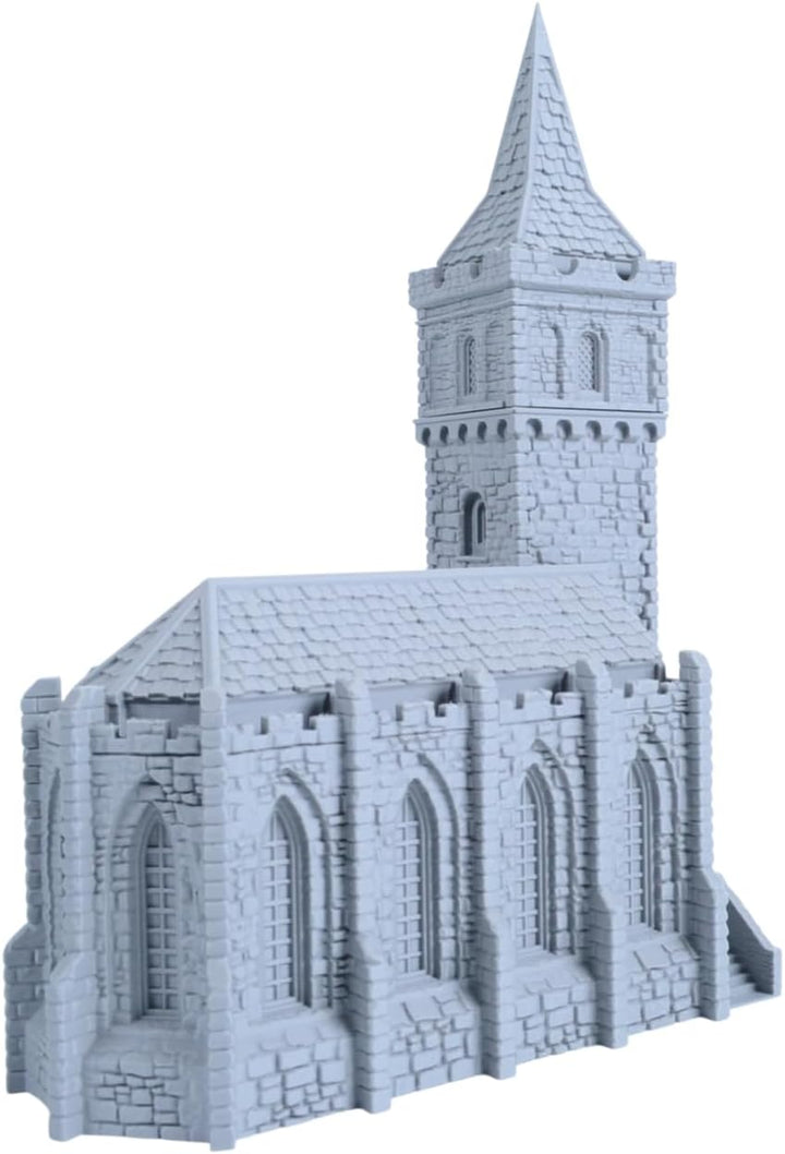 Gotische Dorfkirche Bausatz – 28mm Gelände Miniatur Gebäude aus PLA, 3D-Druck Kirche &amp; Kapelle Scatt