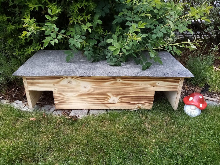 Igelhaus XL Igelschutz geflammt Dachpappe Isolierung Rattenklappen handgemacht Gratis Stroh 84x40x23