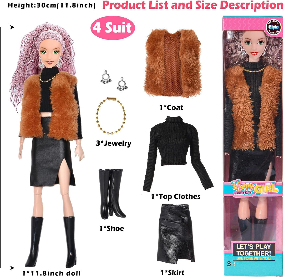 Mode 6 Pack 11,5 Zoll amerikanisches Spielzeug Prinecess Puppen Spielset mit Outfits Kleid Design un