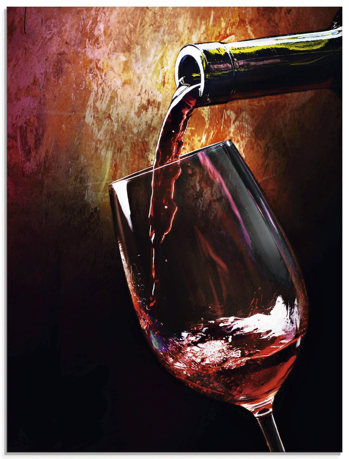 ARTland Glasbilder Wandbild Glas Bild einteilig 60x80 cm Hochformat Rotwein Lounge Bar Restaurant It