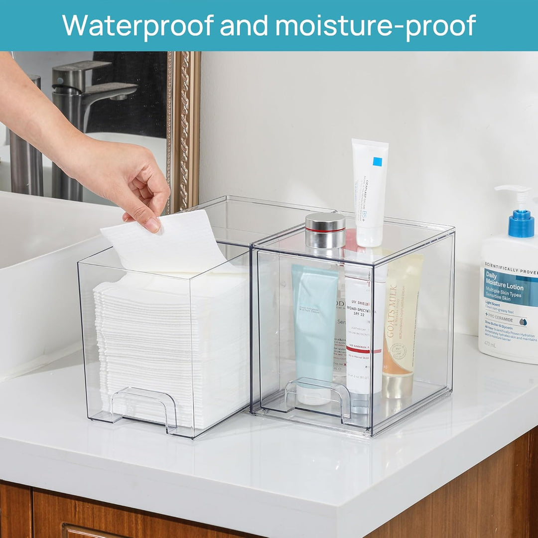 Vtopmart 4 Pack Stackable Storage Drawers, 19 cm hoch, Acrylic Organiser 32 Non-slip Mat, Aufbewahru