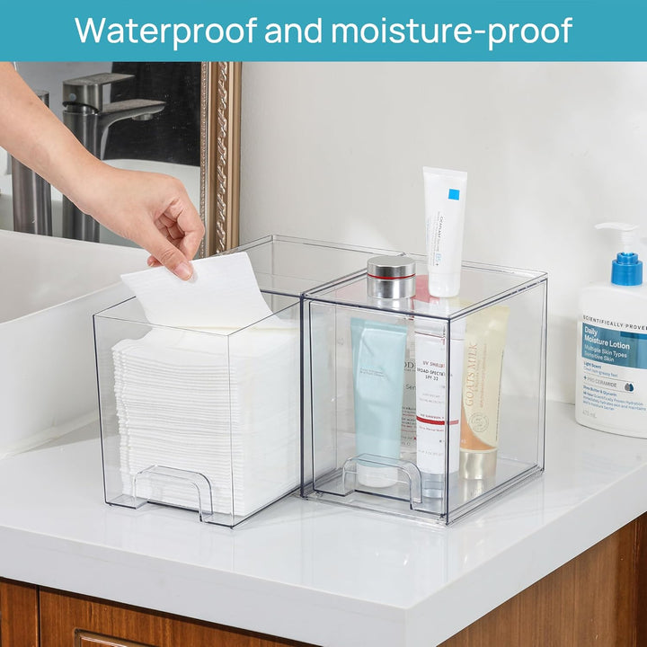 Vtopmart 4 Pack Stackable Storage Drawers, 19 cm hoch, Acrylic Organiser 32 Non-slip Mat, Aufbewahru