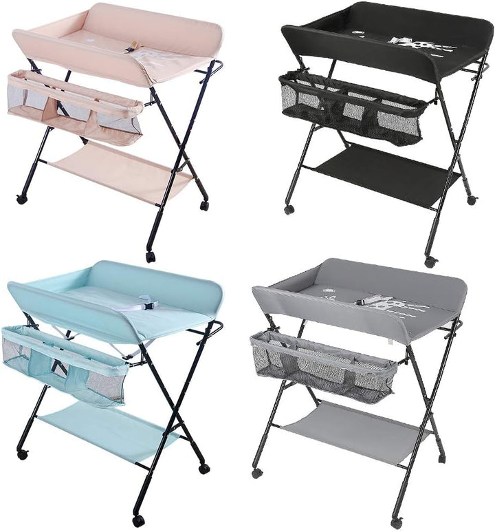 Wickeltisch Klappbarer und tragbarer, Wickelkommode Baby mit Motiv Giraffe, Höhenverstellbar, Wickel