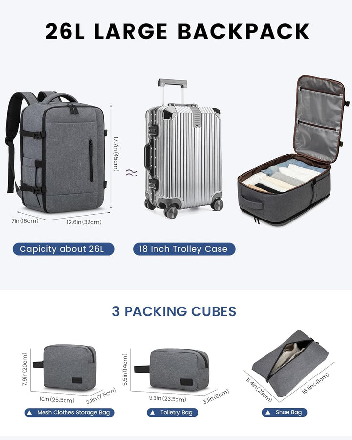 LOVEVOOK Handgepäck Rucksack 45x36x20 für Easyjet, Reiserucksack Herren Damen Flugzeug Klein Tasche