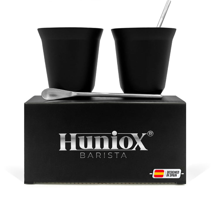 Huniox® 2 x 160 ML Doppelwandige Kaffeegläser - Edelstahl Tasse - Espresso Gläser - Kaffeebecher Ede
