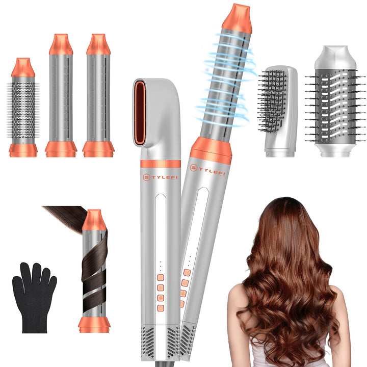 6 in 1 Hairstyler, 110000 U/MIN Haartrockner & Haarstyler Set mit Rundbürstenföhn, Warmluftbürste, T