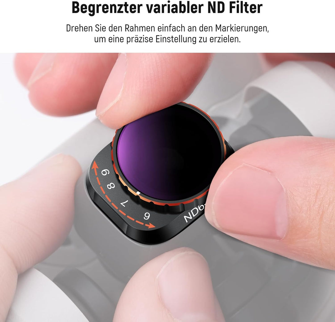 NEEWER Variabler ND Filter Kompatibel mit DJI Mini 3 Pro, ND32-512, 5–9 Stop, Snap On, mehrfach besc