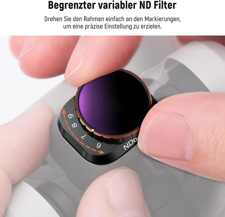 NEEWER Variabler ND Filter Kompatibel mit DJI Mini 3 Pro, ND32-512, 5–9 Stop, Snap On, mehrfach besc