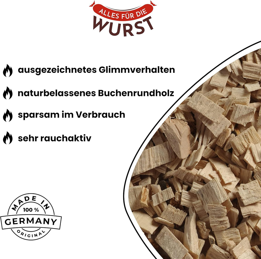 Alles für die Wurst - Räuchermehl Buche, naturbelassenes Buchenrundholz, verschiedene Körnungen erhä