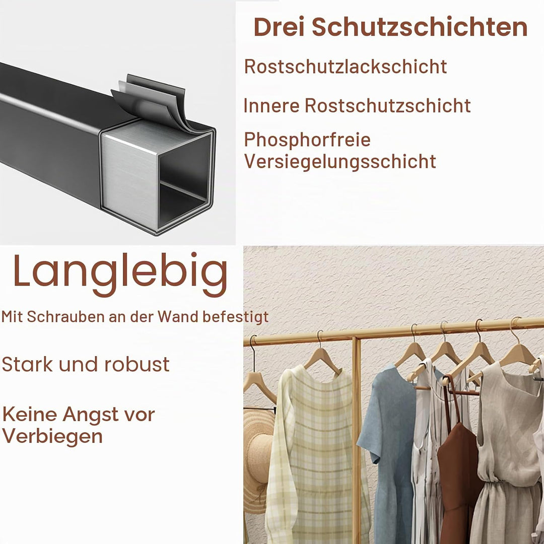 Industrie Verdickte Rohre Metall Kleiderständer, Wandmontage Belastbar Kleiderstange, Garderobenstän