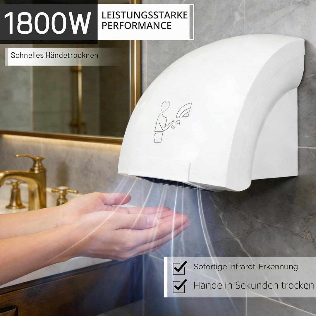 JAOGAUS 1800W Automatischer Händetrockner, Wandmontierter Elektrischer Handtrockner, Schnelles Trock