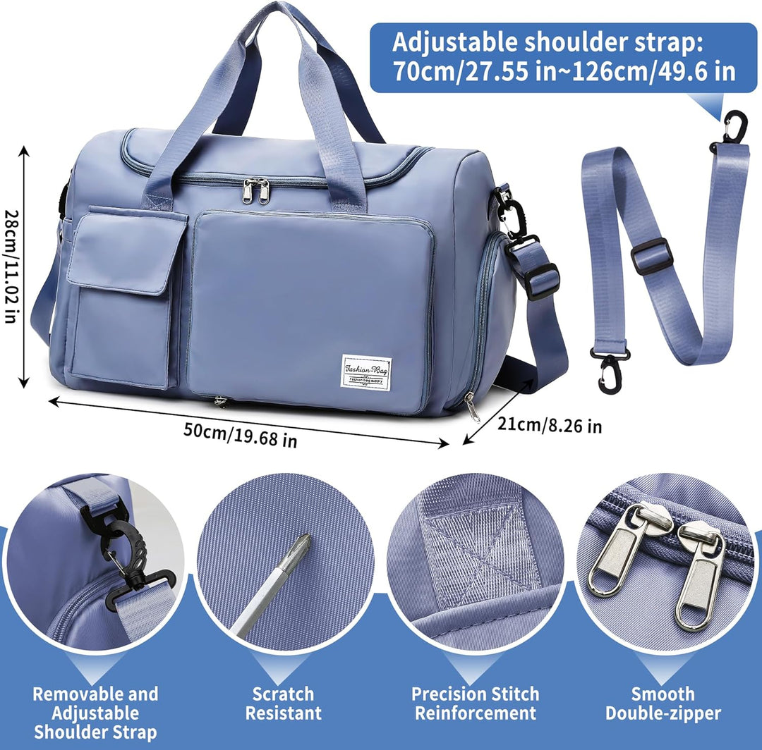Sporttasche Herren Reisetasche mit Schuhfach und Nassfach Gross Gym Bag Faltbar Schwimmtasche Wasser