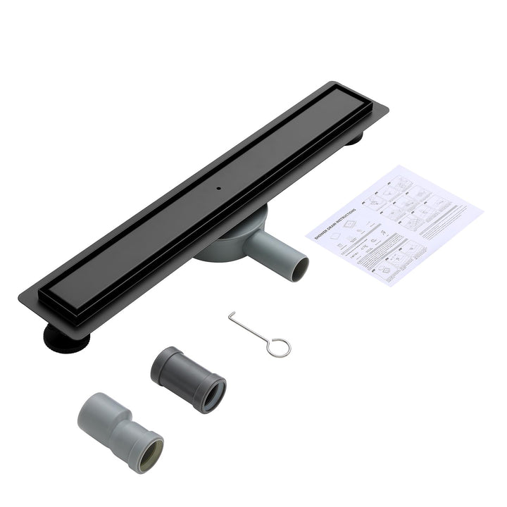 Duschrinne Befliesbar 60cm Schwarz Matt, 360°Siphon mit Geruchsstop und Haarsieb, 304 Edelstahl Abla