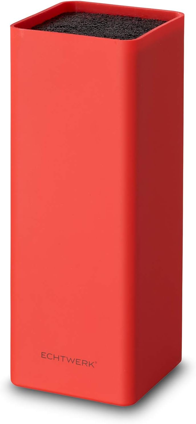 Echtwerk EW-MB-0135 Universal-Messerblock Square mit Borsteneinsatz, rot, Kunststoff