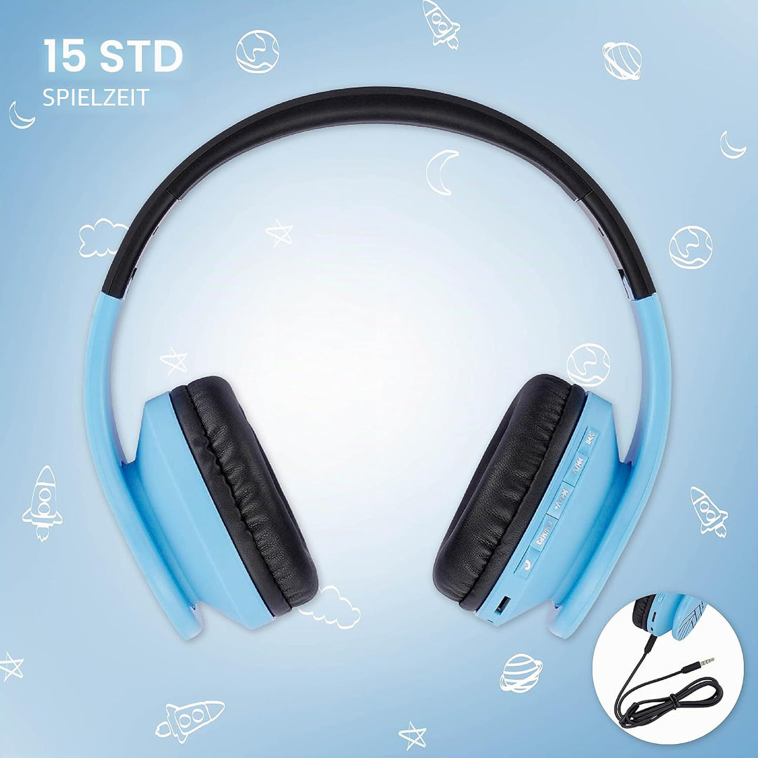 PowerLocus Bluetooth Kopfhörer Kinder, Kinderkopfhörer Over-Ear mit 85dB Lautstärkebegrenzung, Faltb