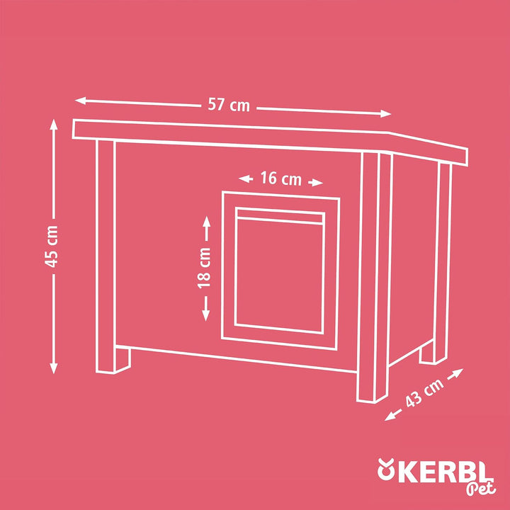 Kerbl ECO-Katzenhaus „Eli“, ECO-Recyclingmaterial, 60% Kunststoff / 40% Holz, Aufklappbares Dach, We