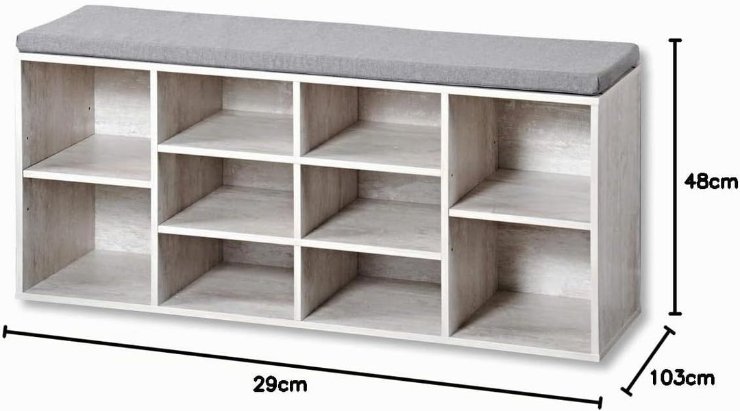 Kesper Schuhschrank mit Sitzkissen, Material: Faserplatte, Masse: B103,5 x H48 cm x L29,5 cm, Farbe: