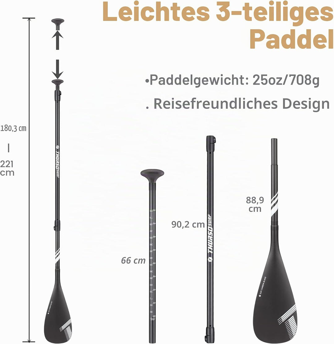 THURSO SURF Carbon Elite SUP Paddel Vollständiges Carbonfaser Paddel Board Paddel Kajakblatt Konvert