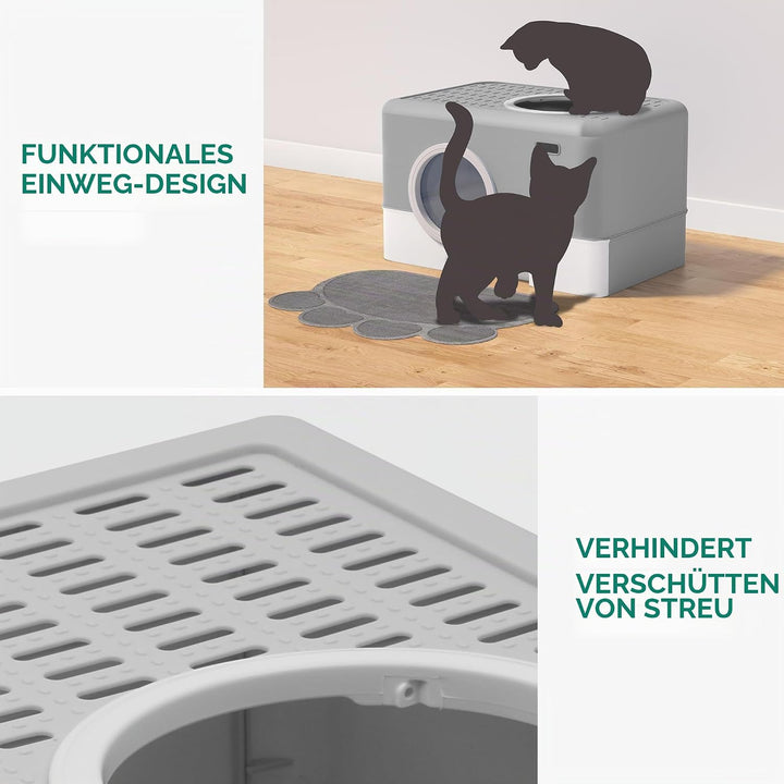 YITAHOME Katzenklo mit Deckel, Grosses Geruchloses Katzentoilette Hop In, mit Herausziehbarer Schubl