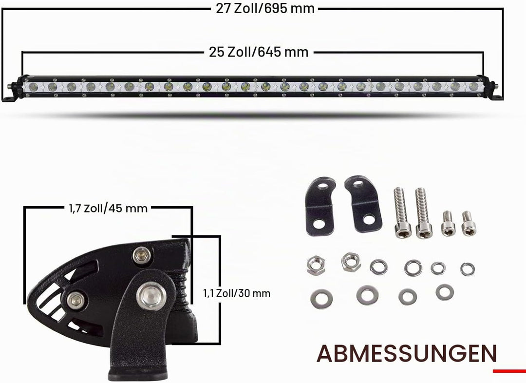 SKYWORLD LED Arbeitsscheinwerfer, 25 zoll 63.5 cm 120W Spot Flood Combo Einreihig LED balken LED Off