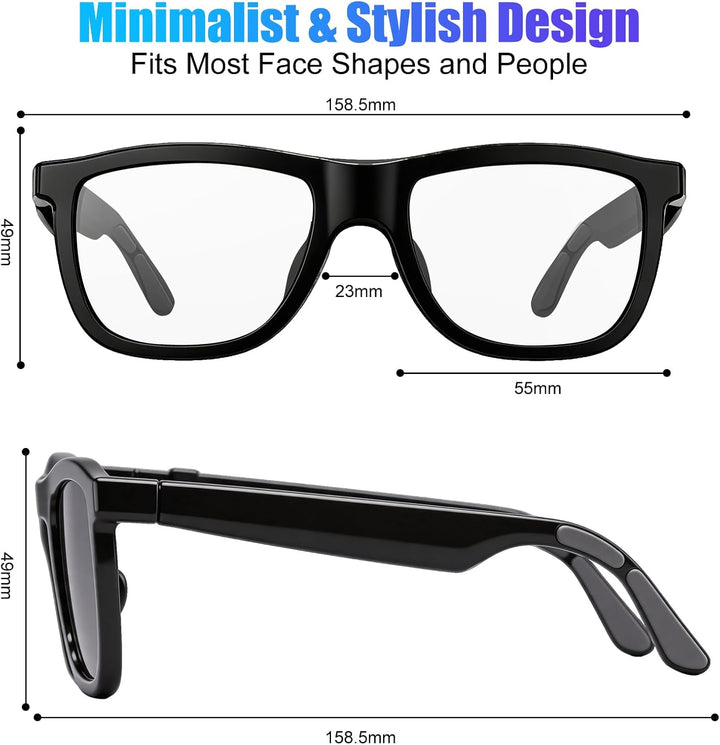 Bluetooth AI Smart Brille mit 60+ Sprachen, Farbwechsel-Linsen, Integriertem Lautsprecher & HiFi-Aud